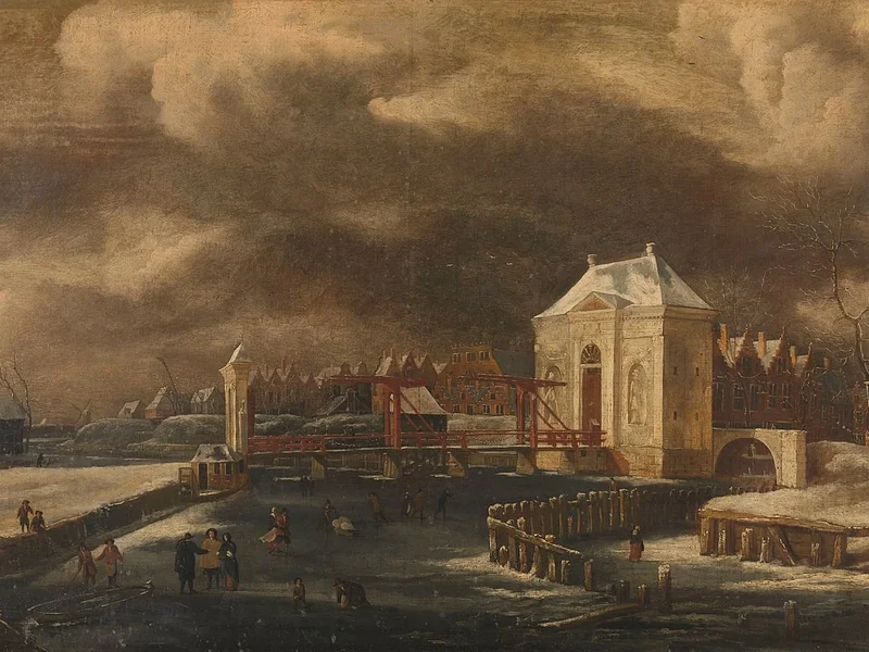 1641-Jan van Kessel - La porta Heiligeweg ad Amsterdam in inverno